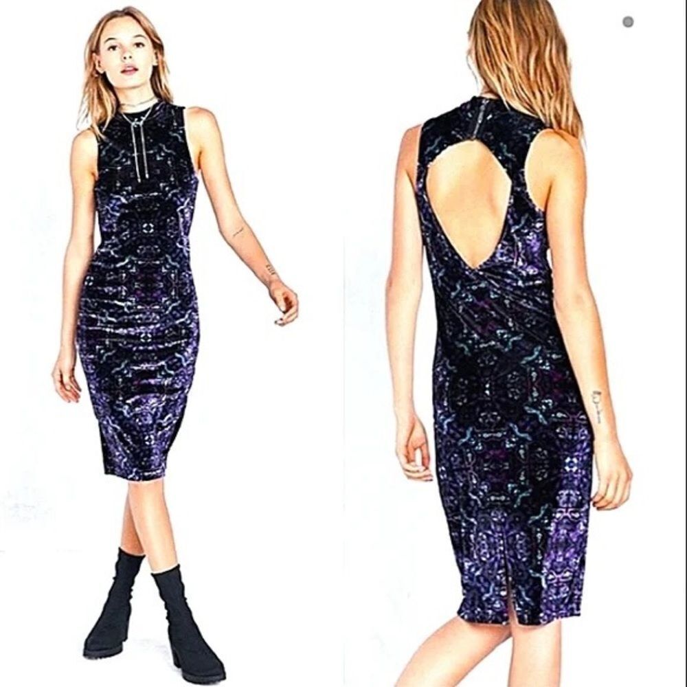 ecoté dress XS EUC velvet Anthropologie urban outfitters mandala purple midi